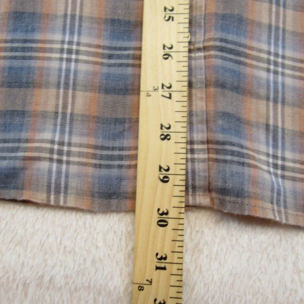 Flag & Anthem Plaid Button Down Mens Large Blue Orange Excellent HO22WS1004